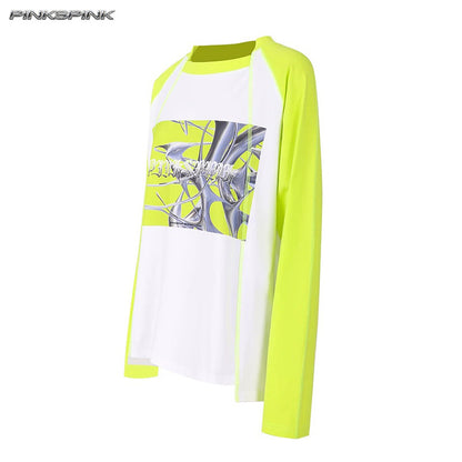 Futuristic Remake Print Raglan T-Shirt – Genderless Y2K Fit