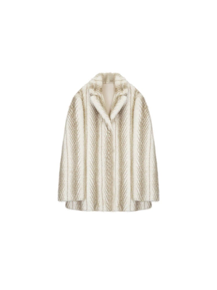 Oil Painting Gardenia Eco-Fur Jacket – Hong Kong Retro Fall/Winter 2025