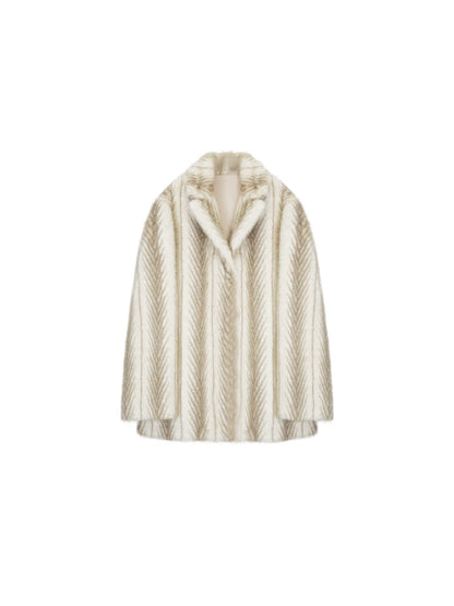 Oil Painting Gardenia Eco-Fur Jacket – Hong Kong Retro Fall/Winter 2025