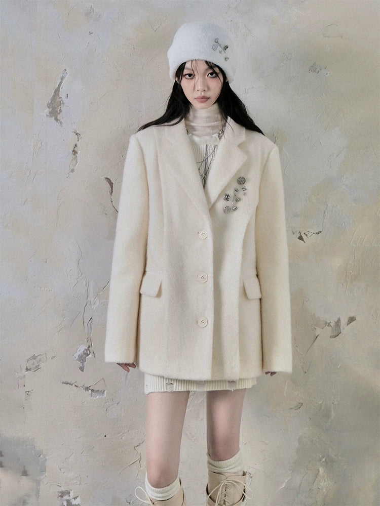 Crushed Day Loose Woolen Short Woolen Coat