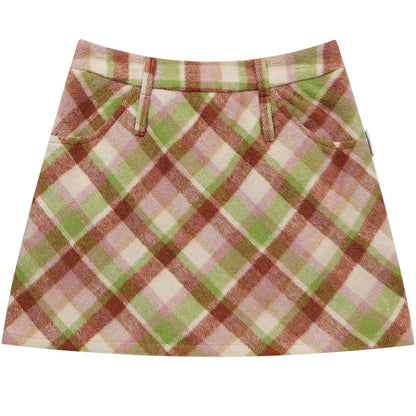 Wool Plaid Skirt | High Waist Slim Fit Retro American Style for Autumn/Winter