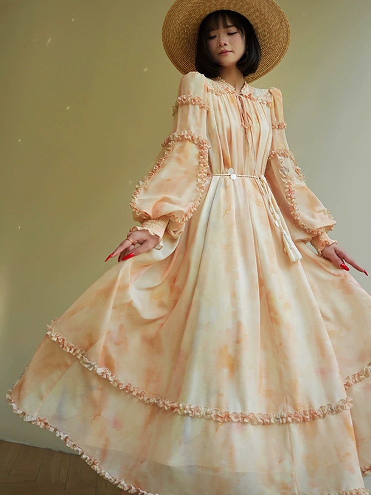 French Smudge Print Resort Dress – Loose Swing Silhouette