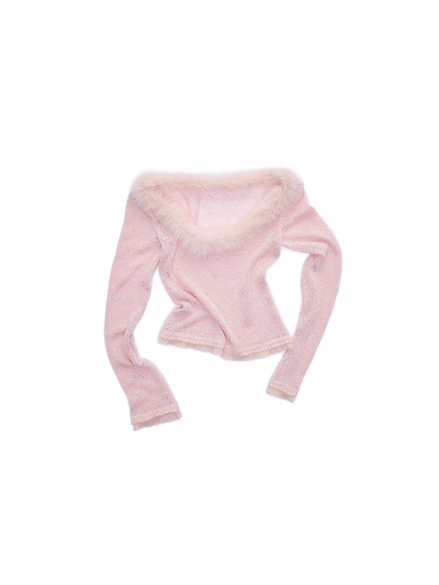 Fur Collar Sequin Knit Top