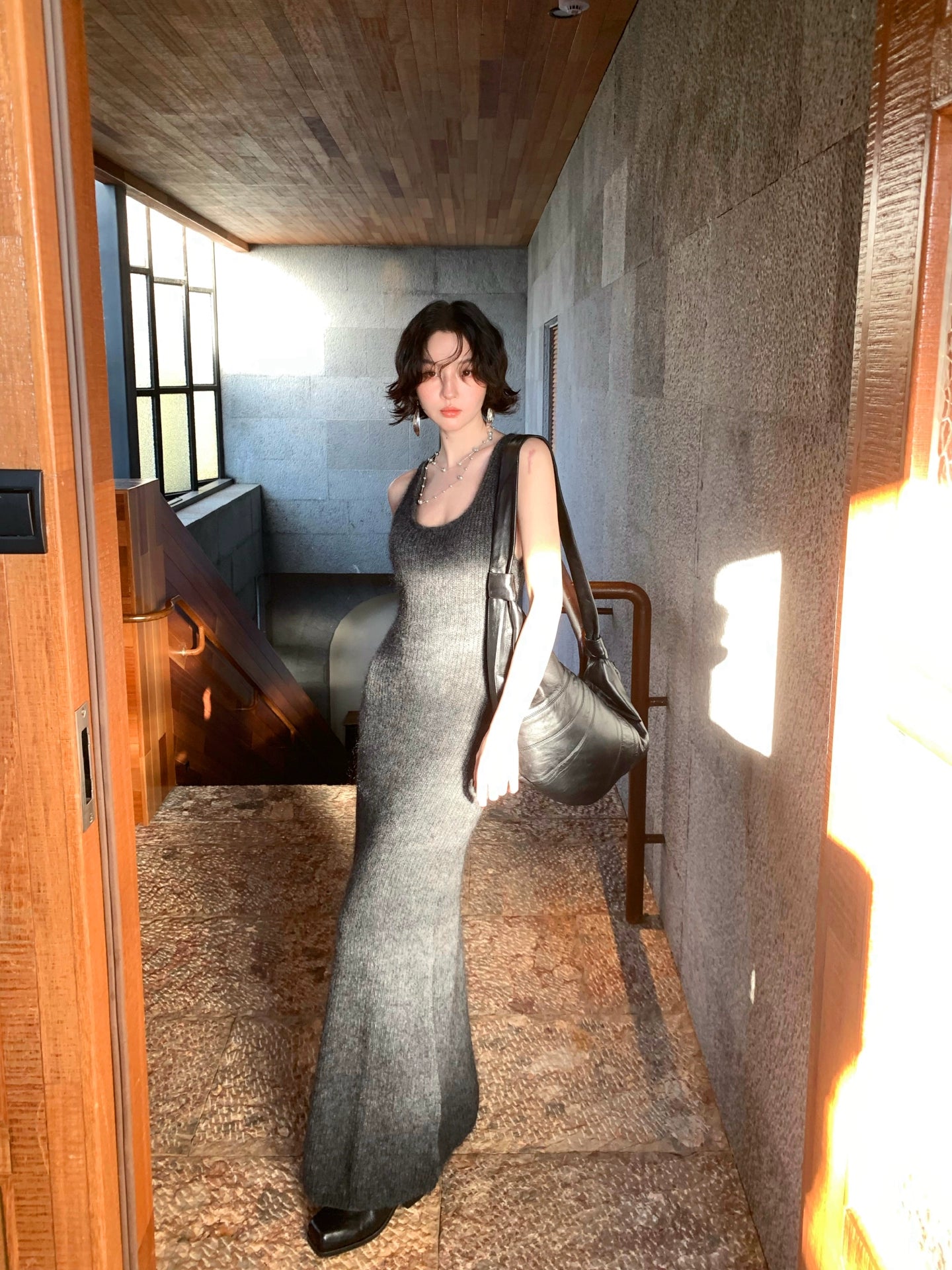 Mohair Wool-Blend Knit Vest Dress – Retro Hong Kong Fall/Winter Style