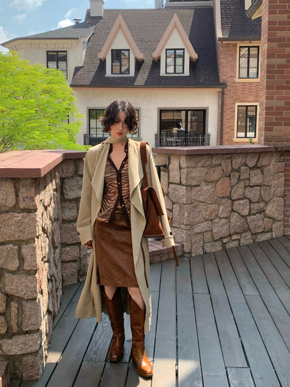 Paris Old Dream Lapel Trench Coat – Hong Kong Retro Autumn Long Coat