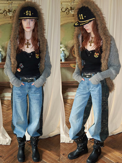 Mohair Collar Knit Jacket