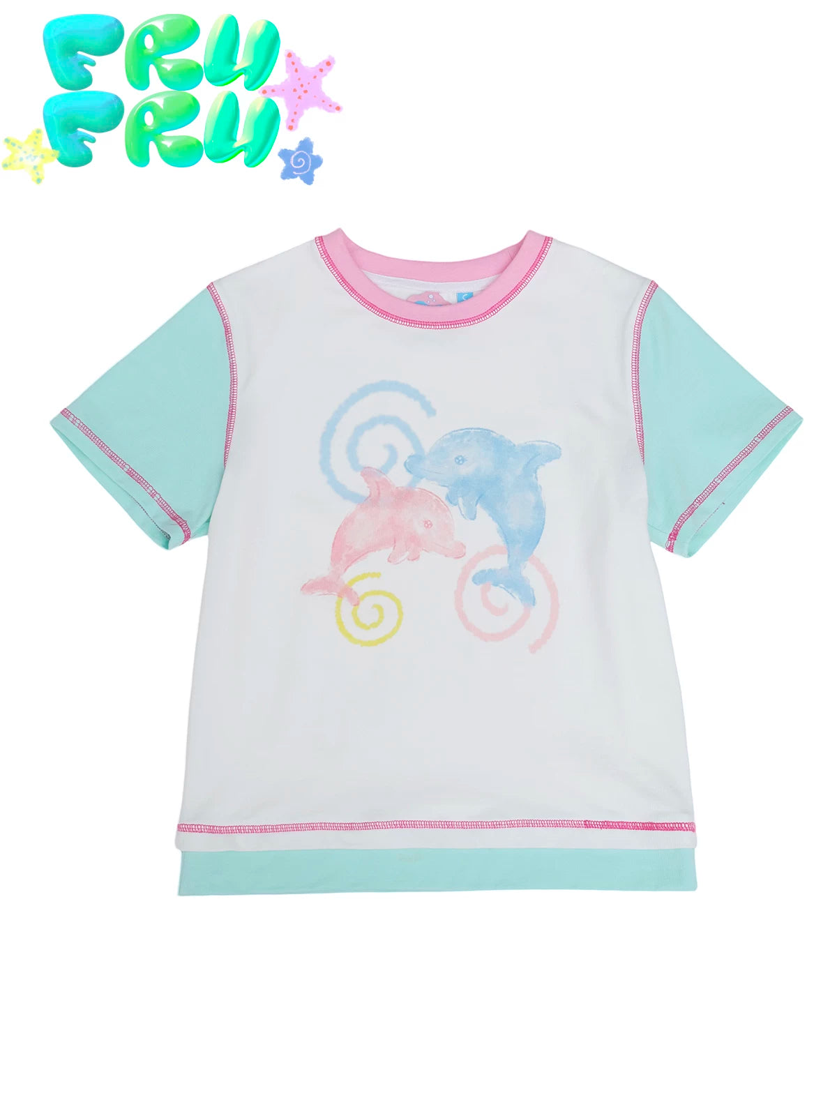 Blue Dolphin Cropped T-Shirt | Cute Cartoon Graphic Tee