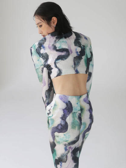 Watercolor Halo Dye Printed Sequin Jacket