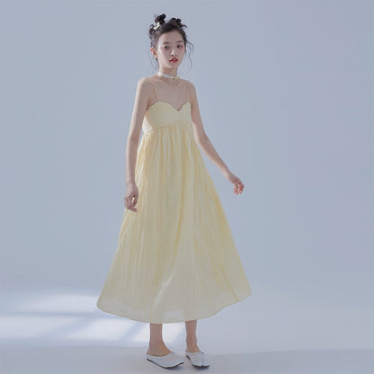 Lemon Yellow Pleated Holiday Dress - Black Sling