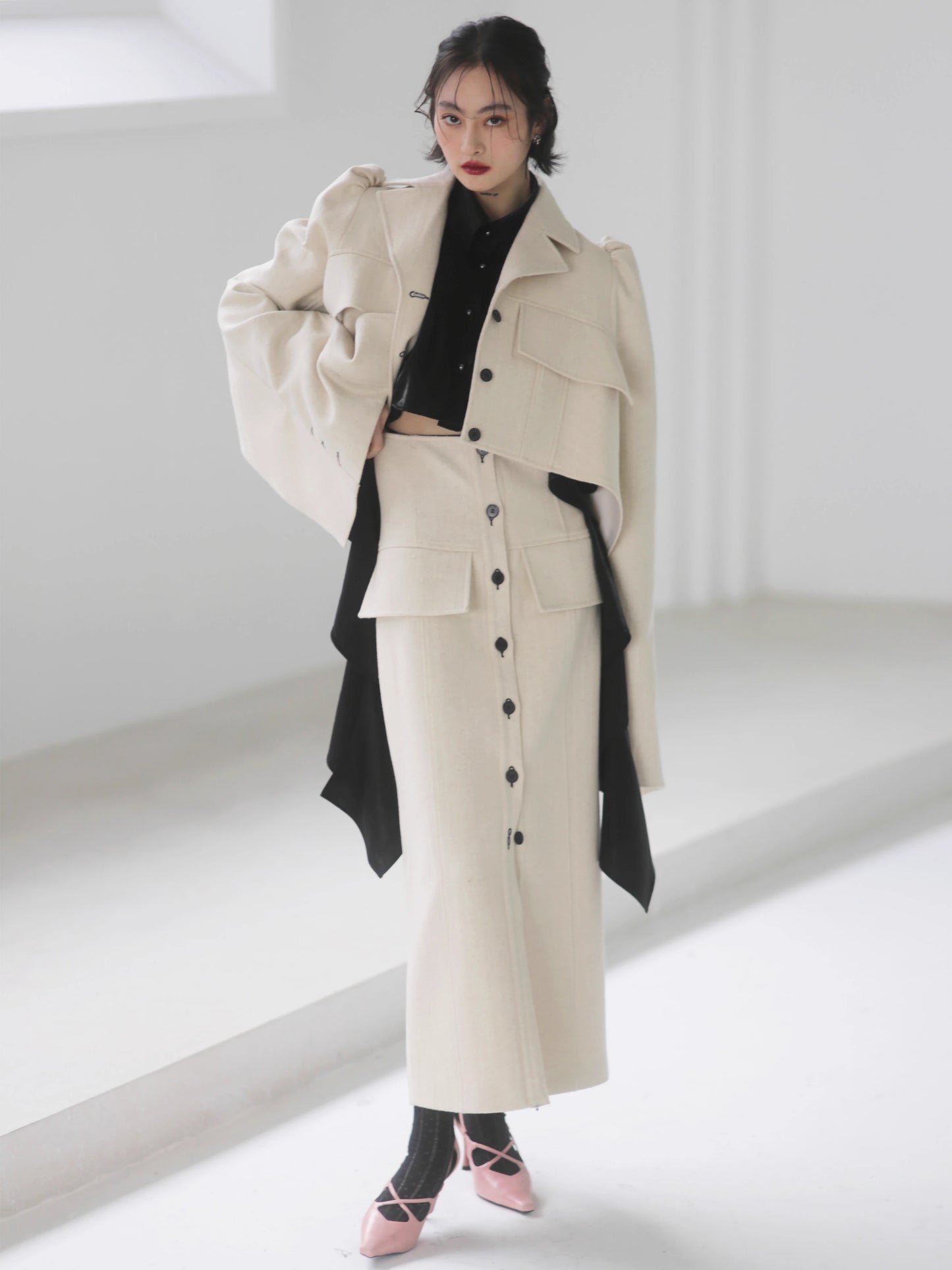 Shawl Style Sleeveless Patchwork Woolen Jacket