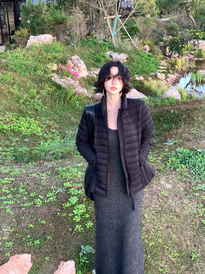 Stand-Collar Duck Down Jacket – Windproof Hong Kong Retro Winter Essential