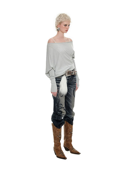 Asymmetrical Tencel Knit Cover-Up – Lightweight Slim Long Sleeve Base Layer