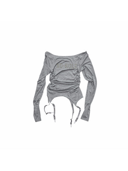 Rhinestone Boat-Neck Knit Top