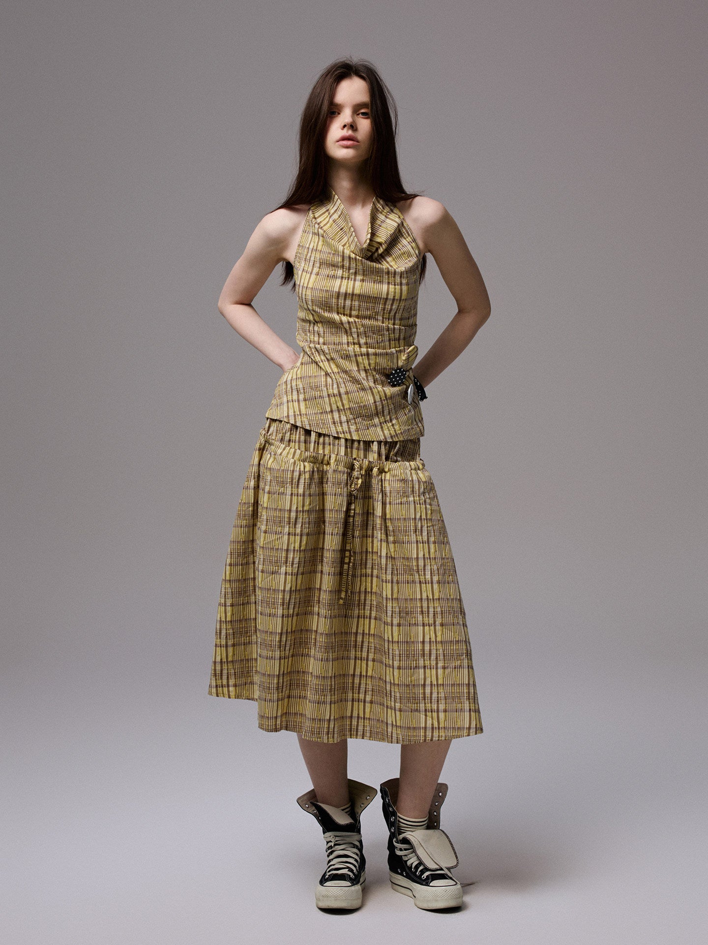 Backless Halter Top & Midi Skirt Set