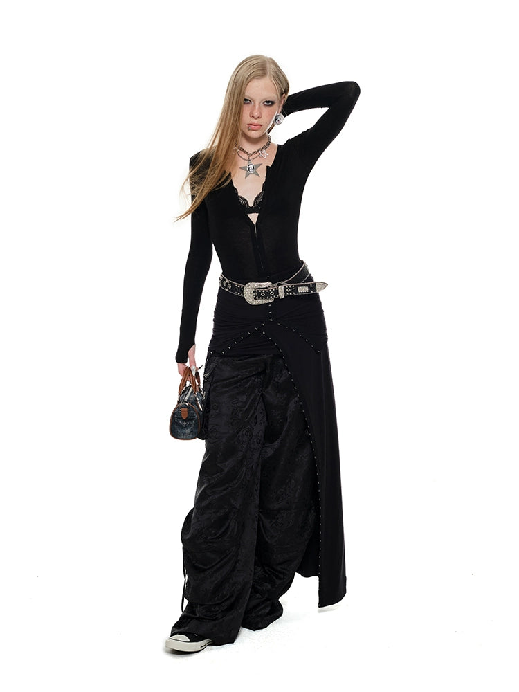 Vertical Hook-Button Long Sleeve Jumpsuit – Skinny Fit Base Layer