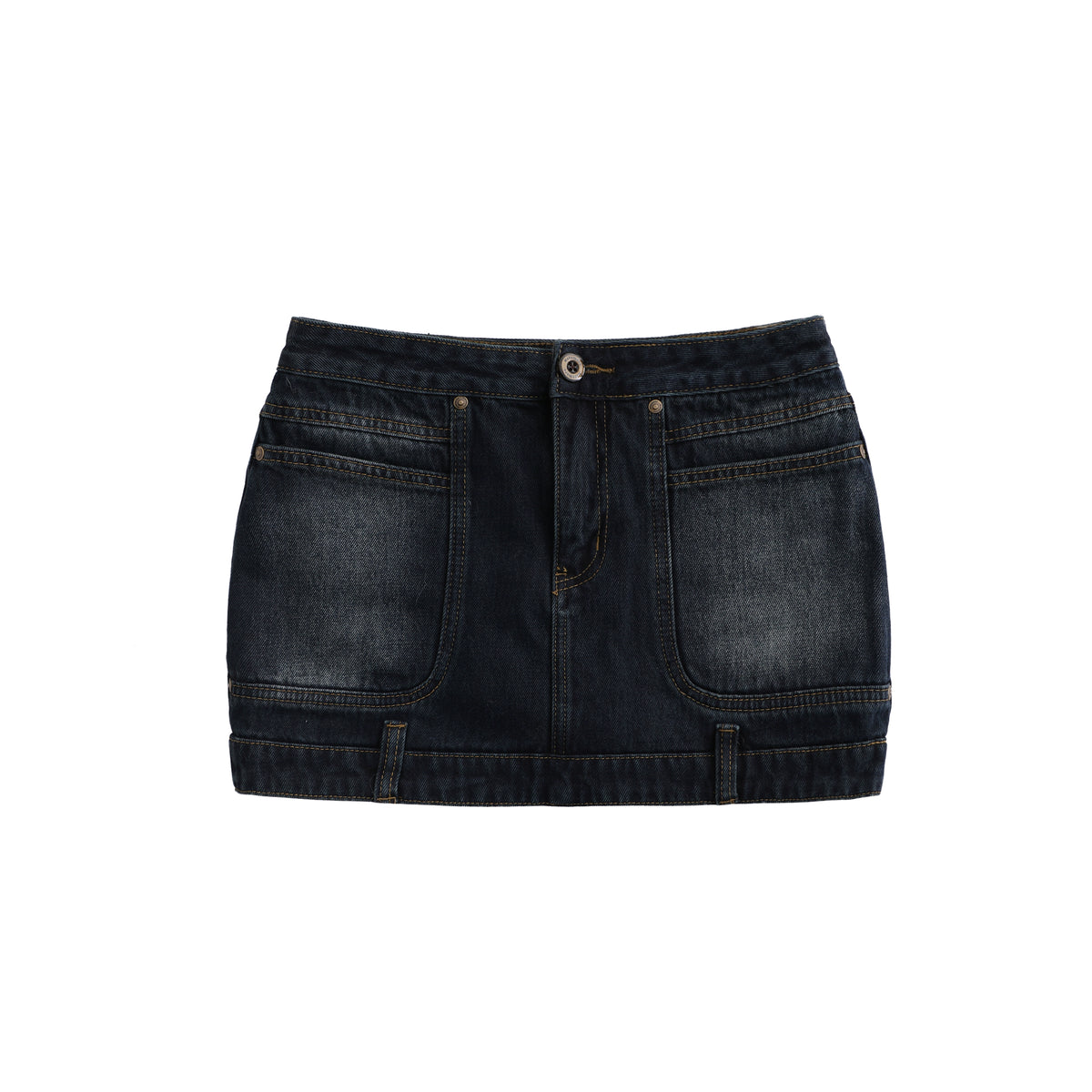 Split Cut Waist Design Denim Skirt