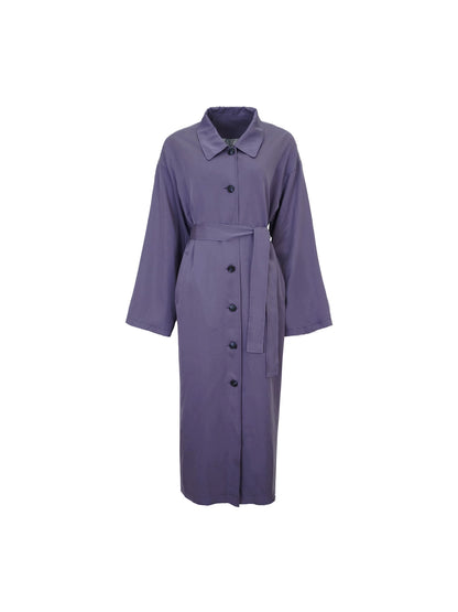 Autumn Moon Purple 100% Tencel Long Trench Coat – Wine Noon 2025