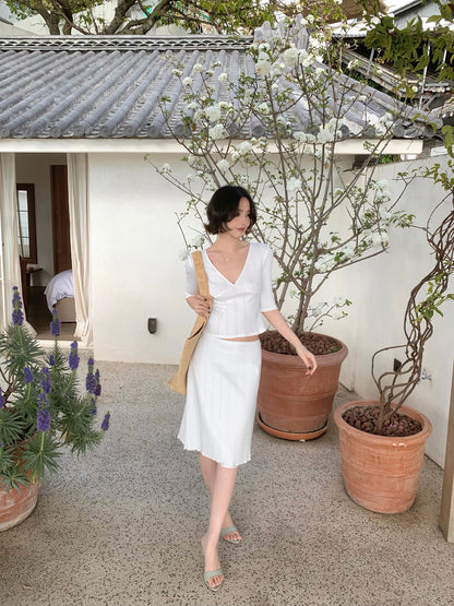 Xiao Chun Hui Cotton Lace-Trim Skirt