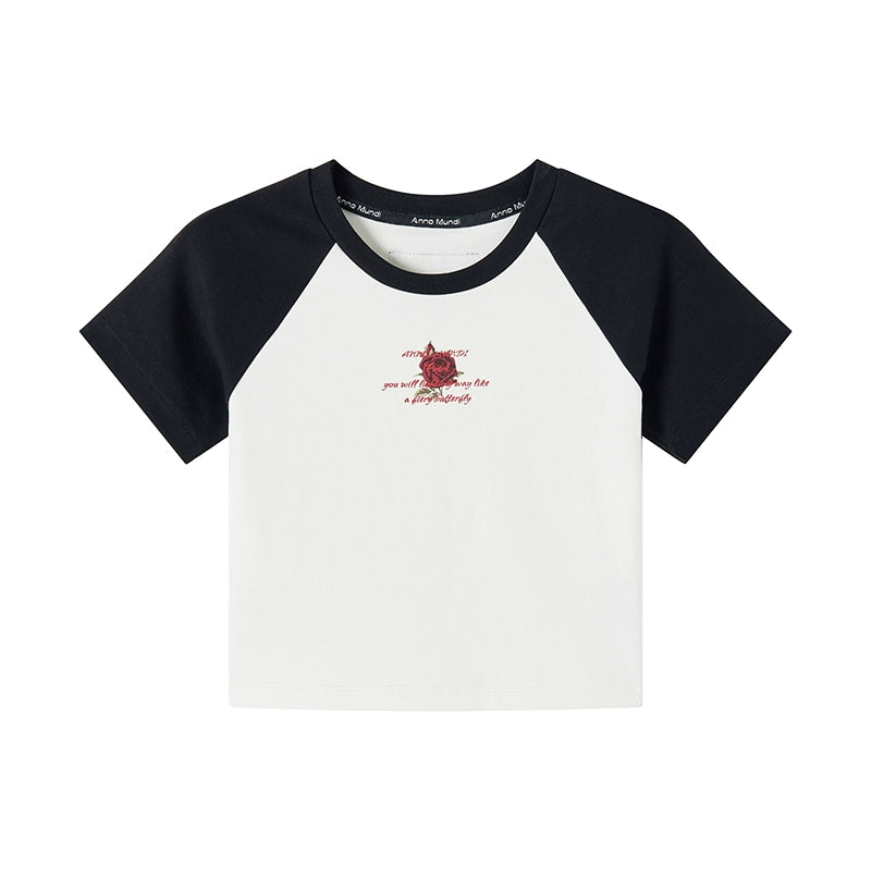 Yuan Poetry and Rose Stampa Raglan Tee