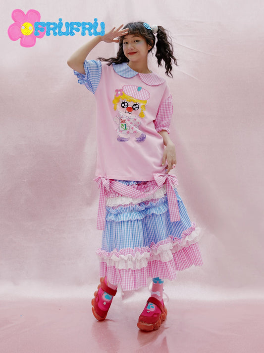 Gollum Store & Happy Collaboration Original Design Summer Cartoon Cotton Short Sleeve Pink Women's T-Shirt