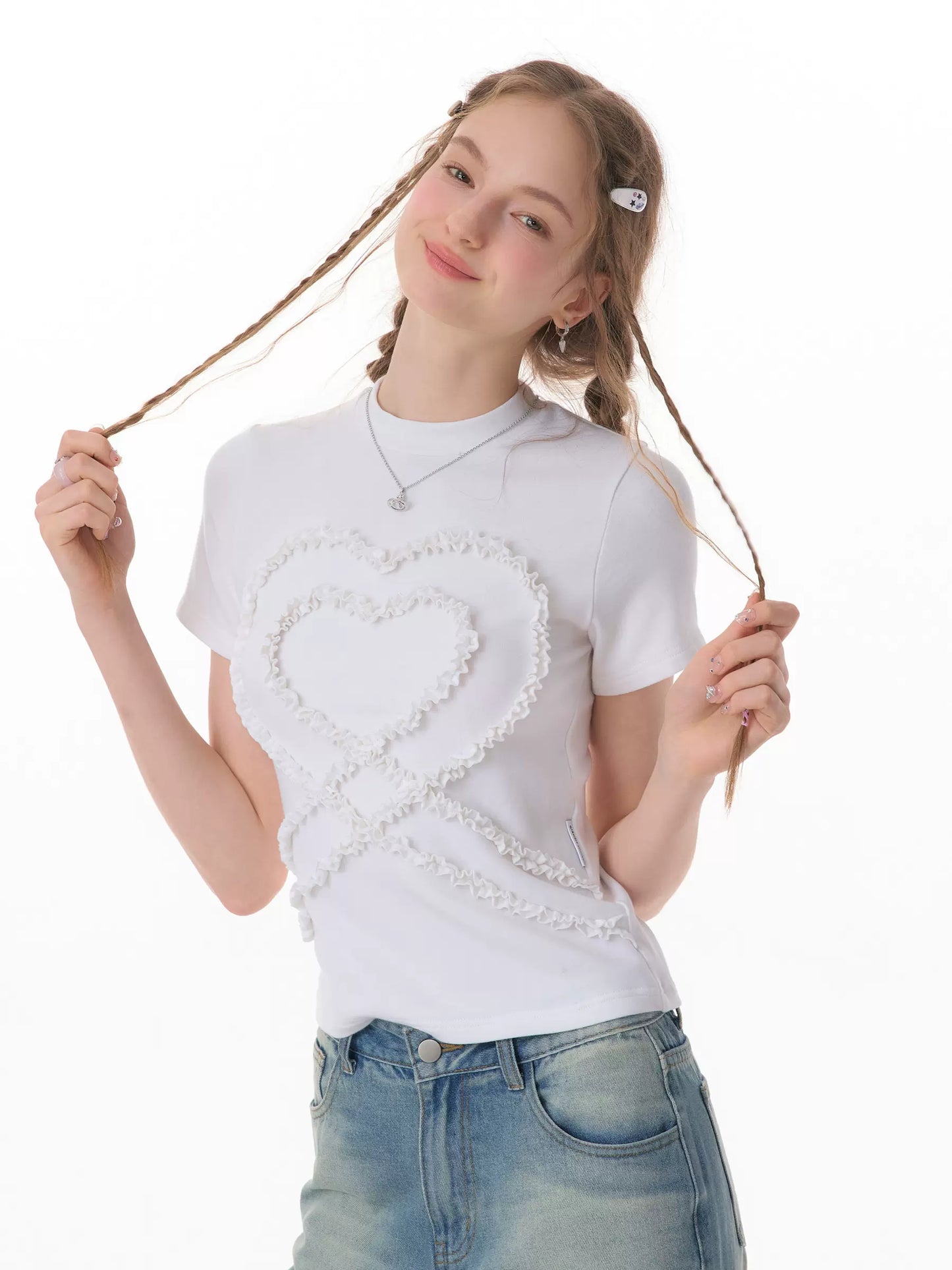 T-shirt slim fit Love Mushroom |. Design retrò con scollo rotondo per l'estate