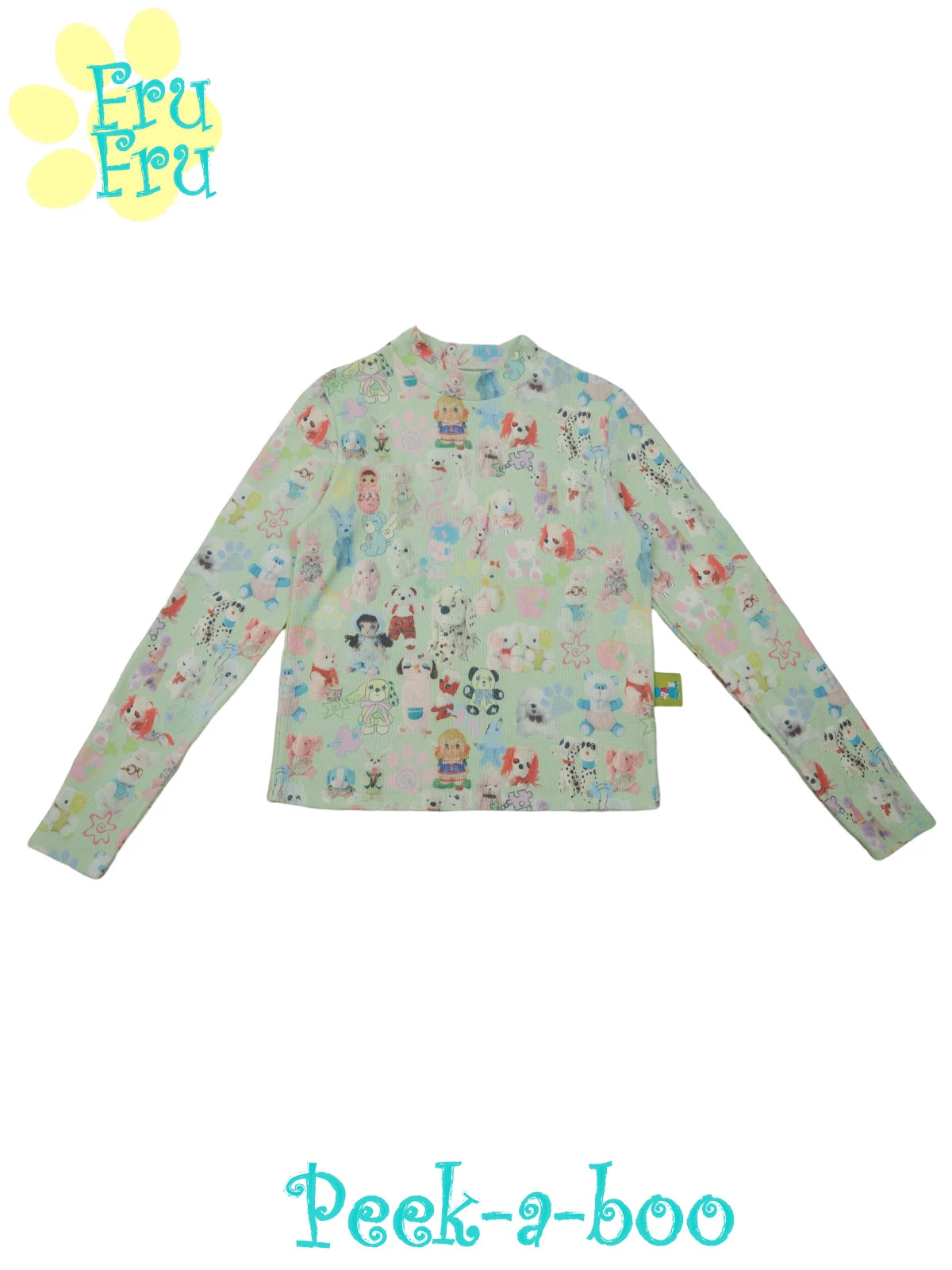 Gollum Store Dollhouse Series Original design cute printed green sweet girl's base shirt