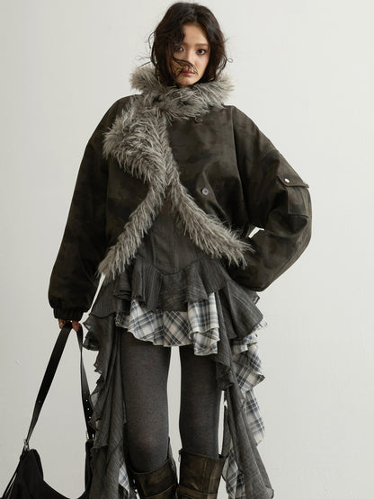 Fur Collar Cropped Pilot Jacket | High-Waist Urban Bomber