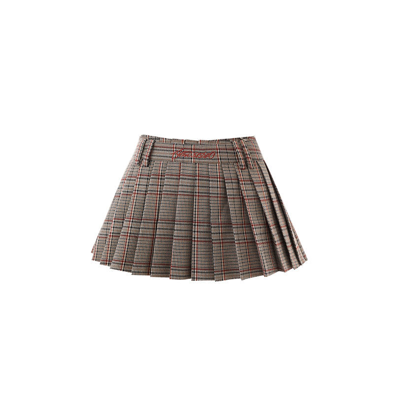 Check Pleated Skirt Pants