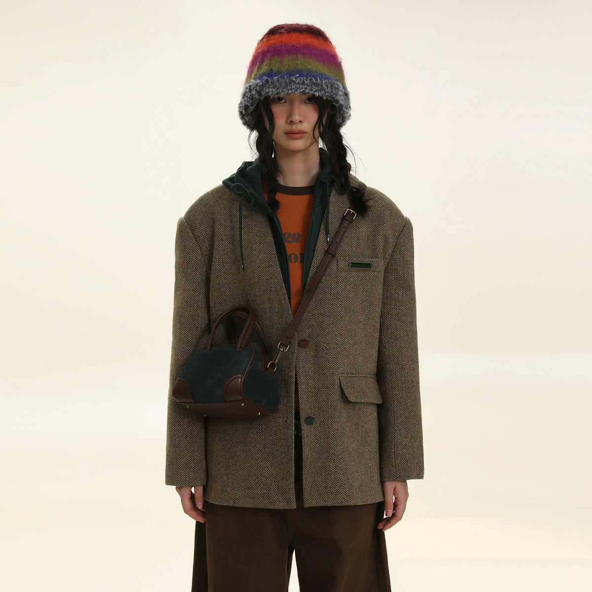 Two-Piece Knitted Hooded Suit