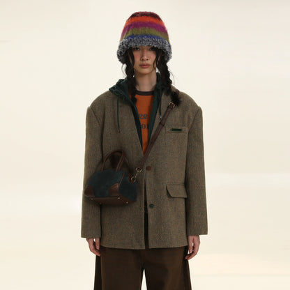 Two-Piece Knitted Hooded Suit