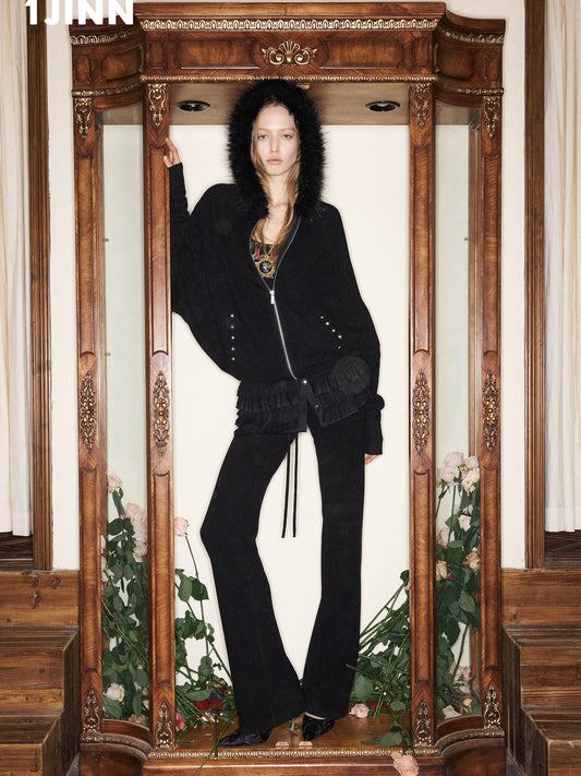 Fur Collar Hoodie & Pants Set