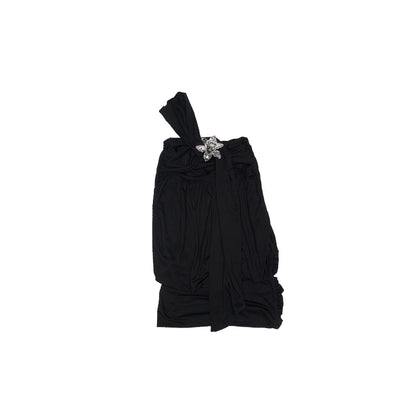 One-Shoulder Acetate Bandeau Dress – Slim Fit Pleated Wrap Mini