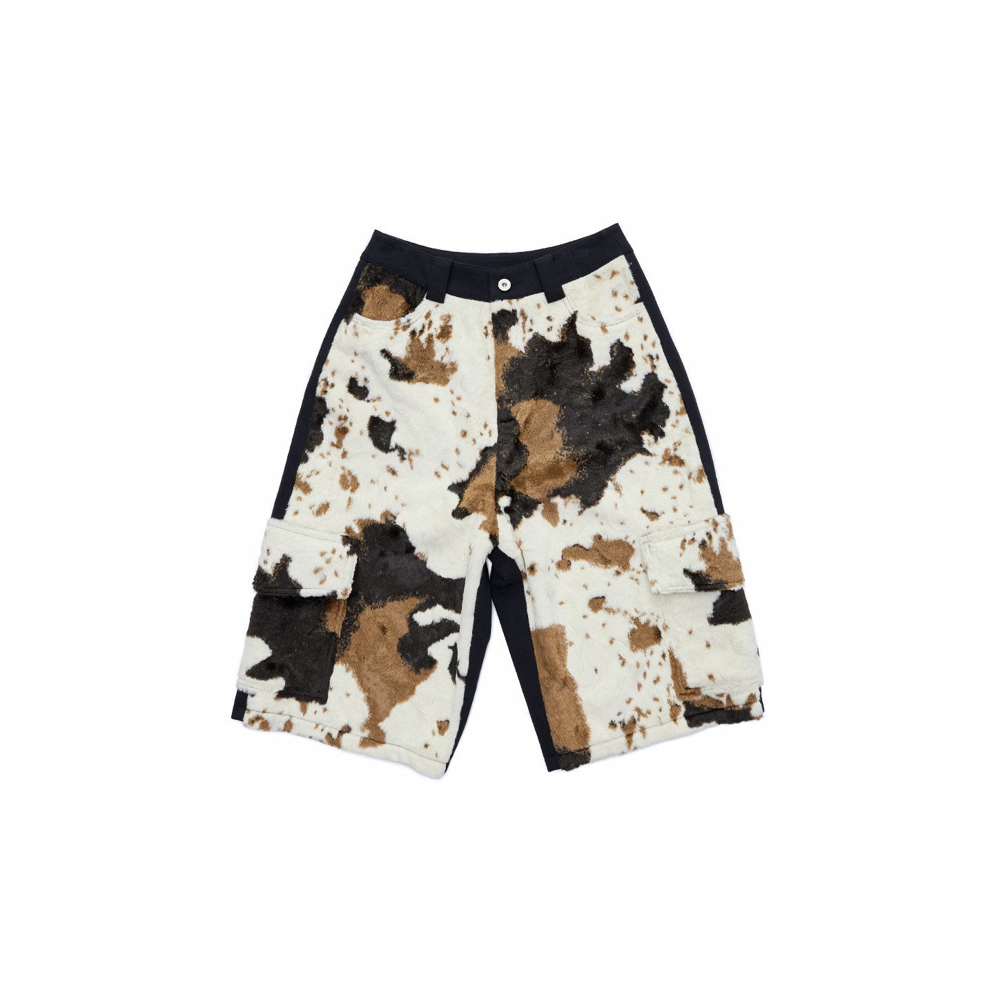 Cow Print Faux Fur Shorts