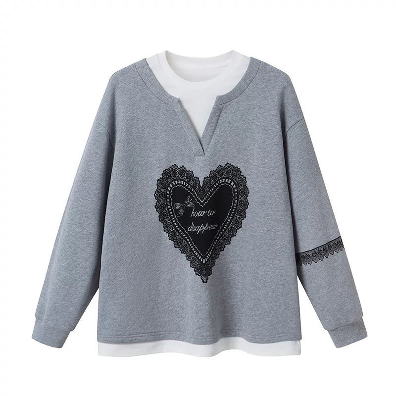 Lace Love Print Sweatshirt