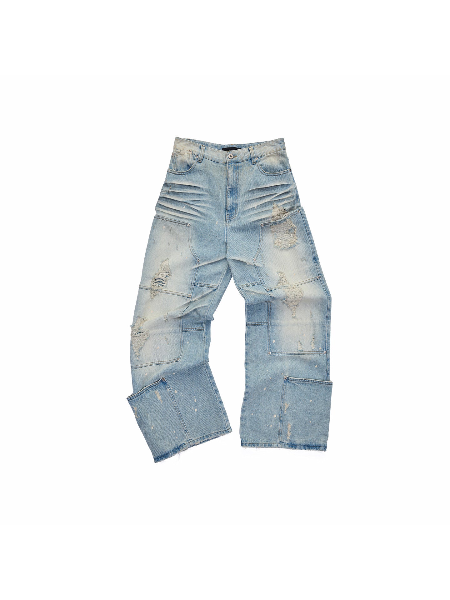 Distressed Straight-Leg Denim