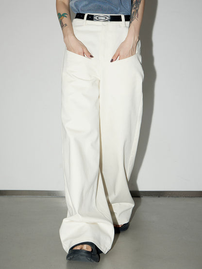 Basic White - Wide Leg Front Pocket Pants