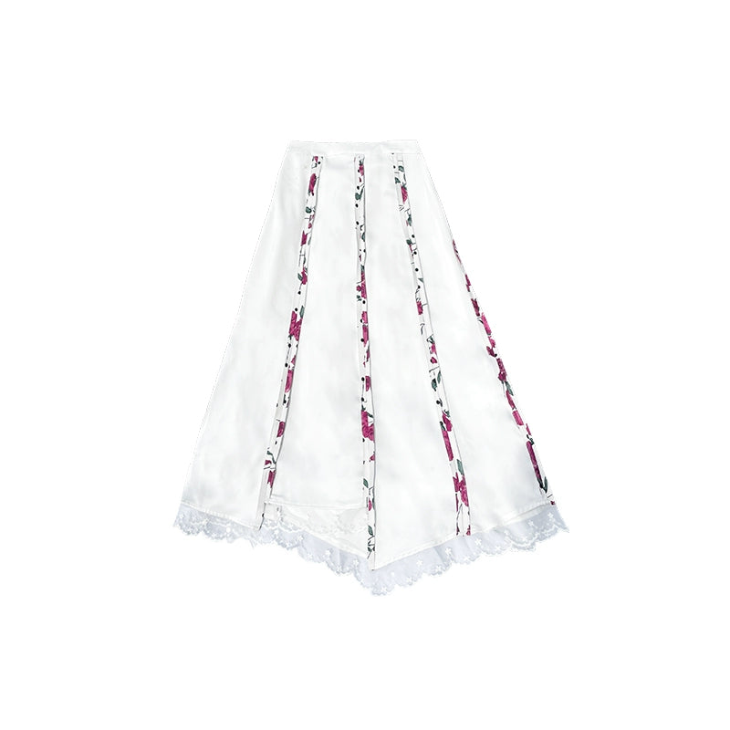 Brazo de rosa retro con media falda irregular de mosaico, diseño original del nuevo nicho de verano, puro deseo