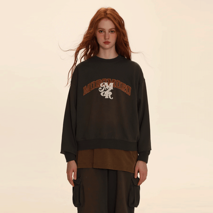 Letter Patch Embroidered Sweatshirt