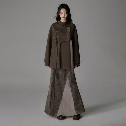Flowing Fleece Iris New Chinese Short Woolen Coat