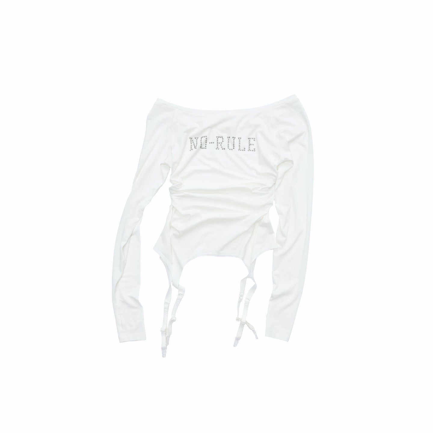 Rhinestone Boat-Neck Knit Top