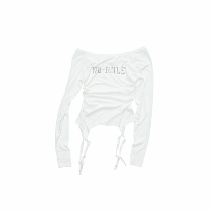 Rhinestone Boat-Neck Knit Top