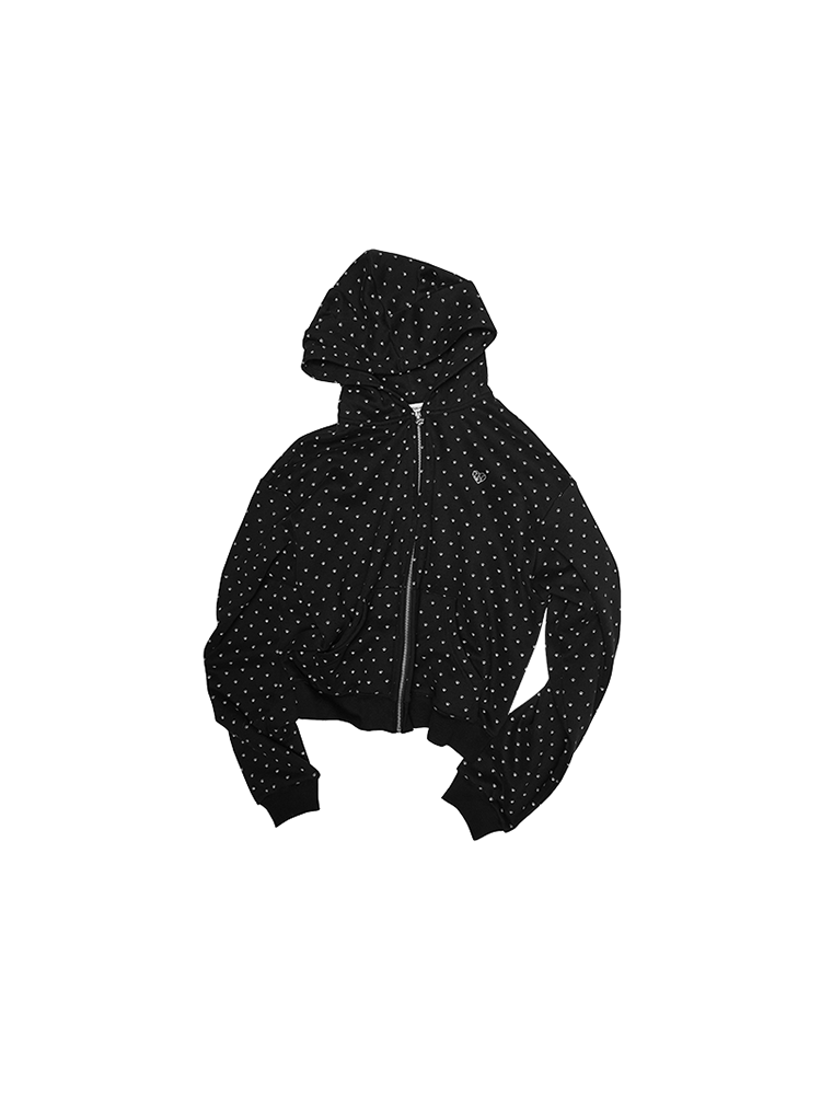 Cat Ear Hoodie Cardigan with Polka Dot Print – Cute and Slim Fit Sweatshirt Jacket