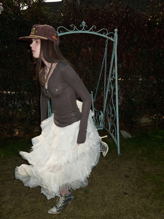 French Mesh Layered Skirt