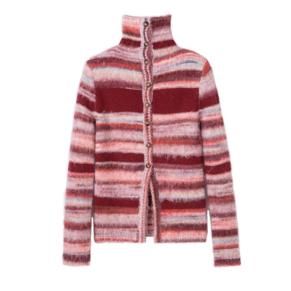 Stripe de contraste - Cardigan en tricot en ajustement