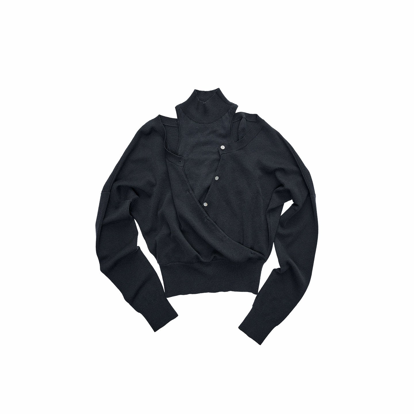 Acetate Cashmere Layered Cardigan
