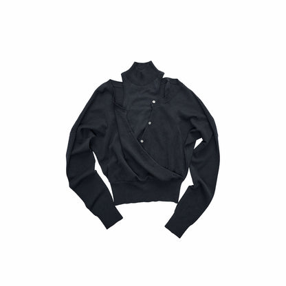 Acetate Cashmere Layered Cardigan