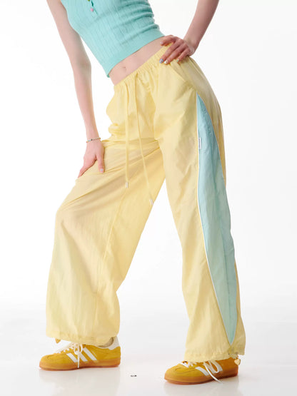 Contrast Wide-Leg Sports Pants | Slim Fit Quick-Drying American Retro Style