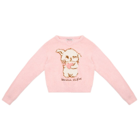 Cute Rabbit Plush Hoodie | Soft Waxy Retro Sweater for Autumn/Winter