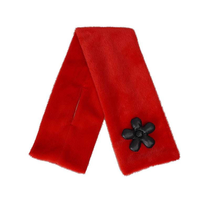 Plush Warm Scarf - Flower Design