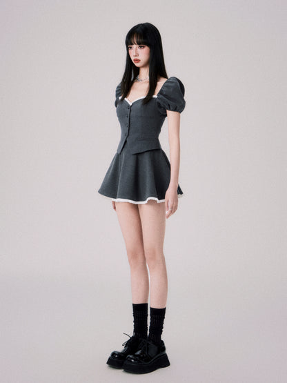 French Princess Style Bandeau Top with Tutu Skirt Set